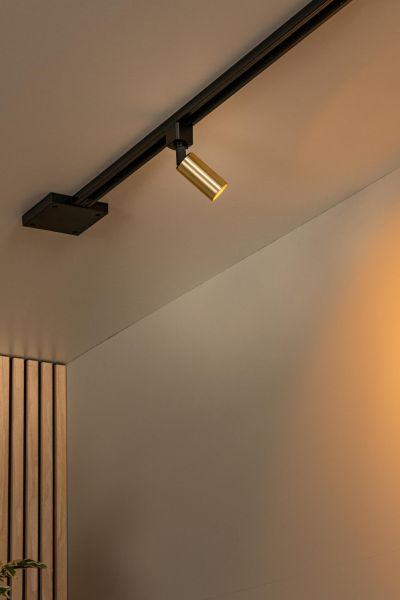 Lucide TRACK RITMO Track spot - 1-circuit Track lighting system - 1xGU10/MR11 - Matt Gold / Brass (Extension)